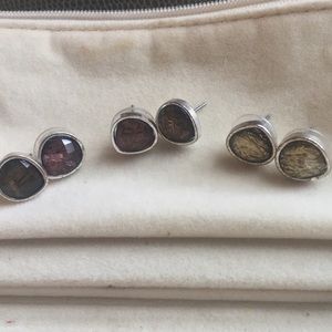 Three pair of stud earrings